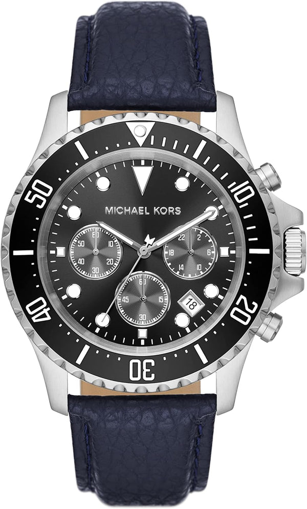 Michael Kors Everest Chronograph Black Dial Blue Leather Strap Watch For Men - MK9091 Buy Now By Michael Kors
