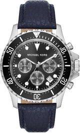 Michael Kors Everest Chronograph Black Dial Blue Leather Strap Watch For Men - MK9091 Buy Now By Michael Kors