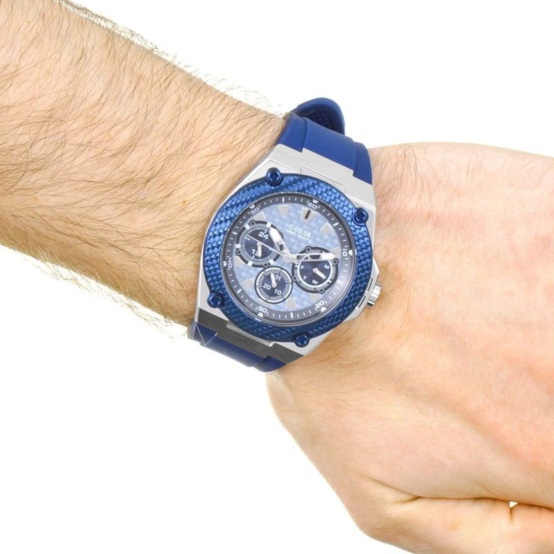 Guess Legacy Grey Dial Blue Silicone Strap Watch For Men - W1049G1 Buy Now By Guess