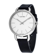 Calvin Klein Even Silver Black Leather Strap Watch for Women - K7B231C6 Buy Now By Calvin Klein
