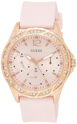 Shop Guess Sparkling Diamonds Pink Dial Pink Rubber Strap Watch for Women - W0032L9 in USA