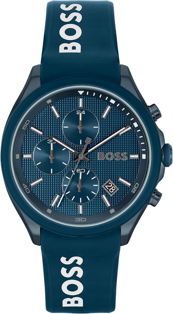 Shop Hugo Boss Velocity Chronograph Blue Dial Blue Rubber Strap Watch For Men - 1514061 in USA
