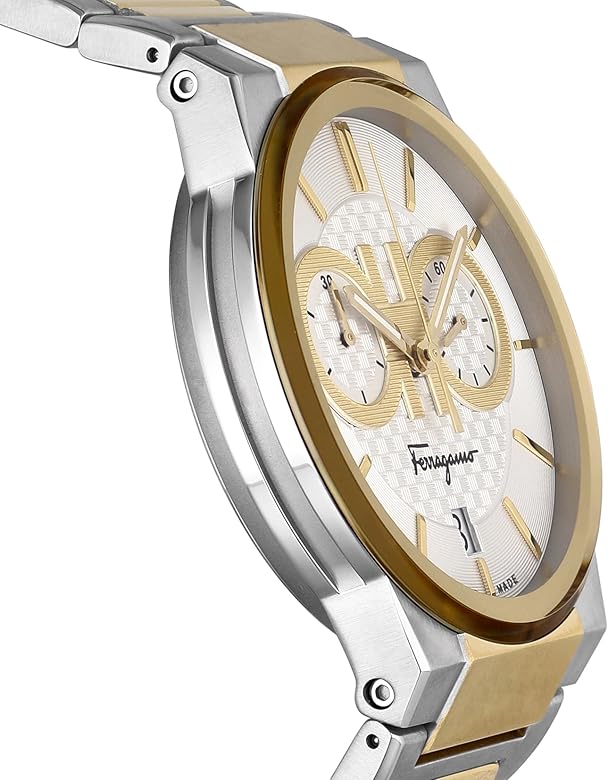 Shop Salvatore Ferragamo F-80 Classic White Dial Two Tone Steel Strap Watch for Men - SFME00821 in USA