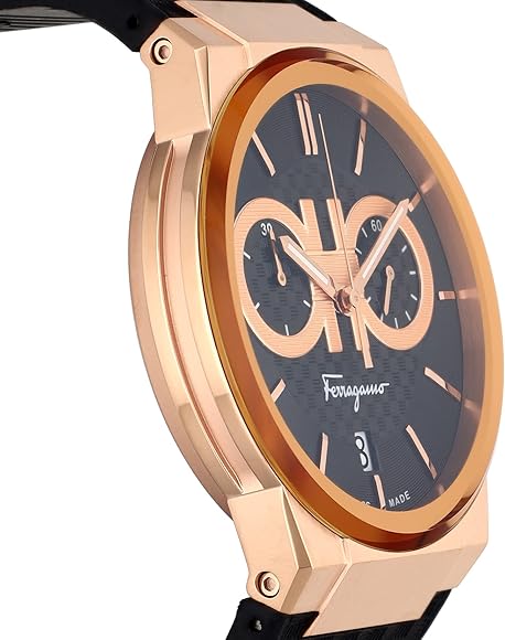 Shop Salvatore Ferragamo Sapphire Chrono Black Dial Black Rubber Strap Watch for Men - SFME00721 in USA