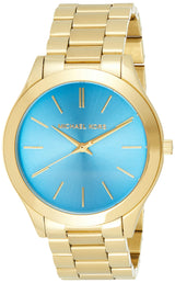 Michael Kors Slim Runway Blue Dial Gold Steel Strap Watch for Women - MK3265 Buy Now By Michael Kors