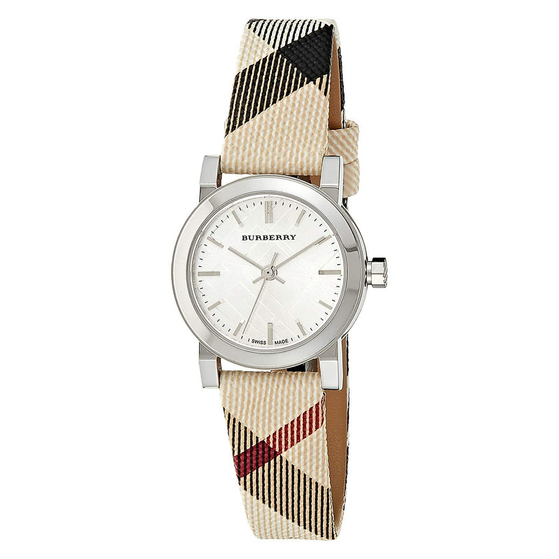 Shop Burberry The City Nova Silver Dial Brown Leather Strap Watch for Women - BU9212 in USA