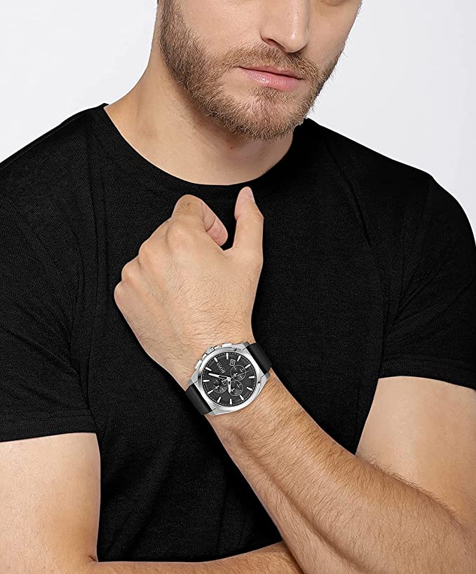 Hugo Boss Grandmaster Chronograph Black Dial Black Leather Strap Watch for Men - 1513881 Buy Now By Hugo Boss