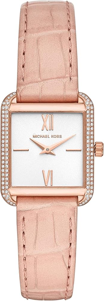 Shop Michael Kors Lake Quartz White Dial Pink Leather Strap Watch For Women - MK2763 in USA
