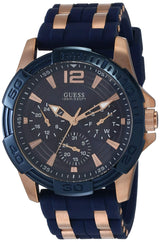 Guess Oasis Blue Dial Blue & Rose Gold Stainless Steel Strap Watch For Men - W0366G4 Buy Now By Guess