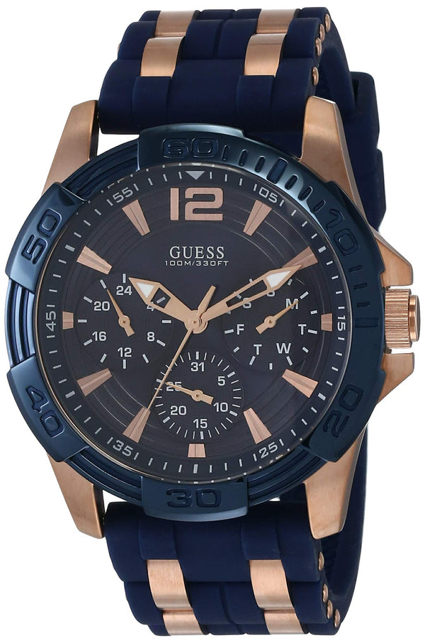 Shop Guess Oasis Blue Dial Blue & Rose Gold Stainless Steel Strap Watch For Men - W0366G4 in USA