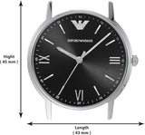 Shop Emporio Armani Kappa Analog Quartz Black Dial Black Leather Strap Watch For Men - AR11013 in USA