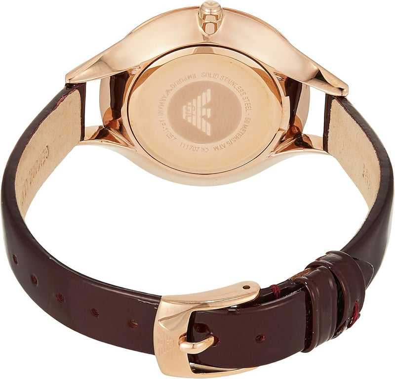 Emporio Armani Aurora Mother of Pearl White Dial Brown Leather Strap Watch For Women - AR11057 Buy Now By Emporio Armani