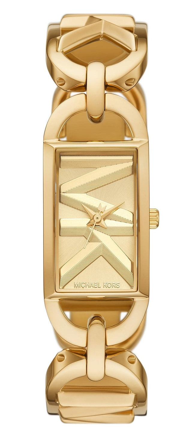 Shop Michael Kors Empire Three Hand Gold Dial Gold Steel Strap Watch For Women - MK7406 in USA