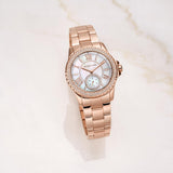 Michael Kors Camille Quartz Mother of Pearl White Dial Rose Gold Steel Strap Watch For Women - MK7364 Buy Now By Michael Kors