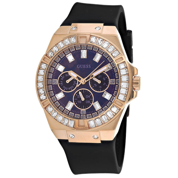Shop Guess Venus Diamonds Black Dial Black Rubber Strap Watch for Women - GW0118L2 in USA