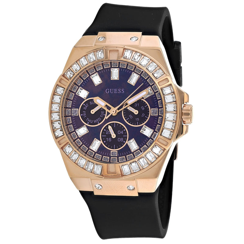 Shop Guess Venus Diamonds Black Dial Black Rubber Strap Watch for Women - GW0118L2 in USA