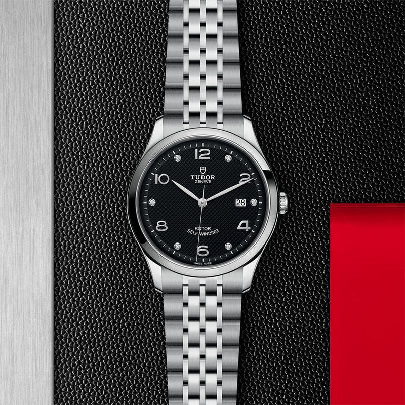 Tudor 1926 Automatic Diamonds Black Dial Silver Steel Strap Watch for Men - M91650-0004 Buy Now By Tudor