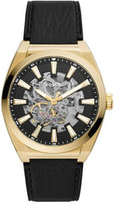 Fossil Everett Automatic Skeleton Black Dial Black Leather Strap Watch for Men - ME3208 Buy Now By Fossil