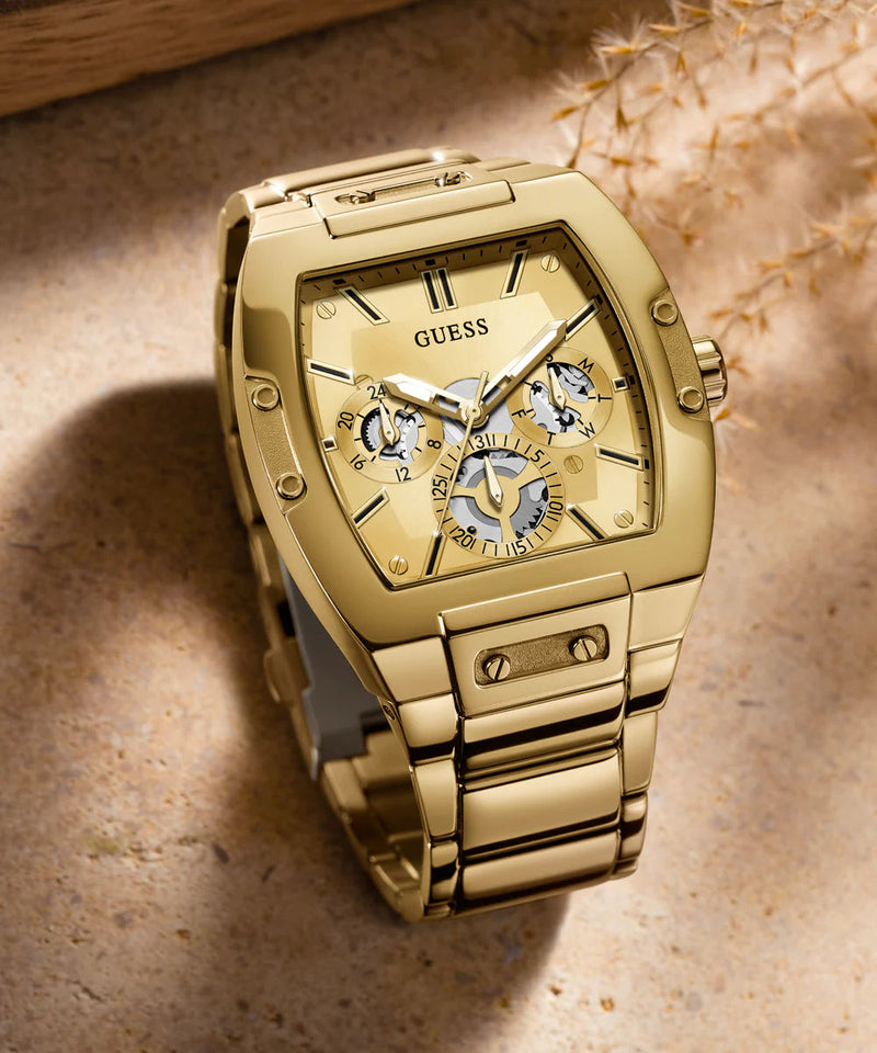Guess Phoenix Multi Function Gold Dial Gold Steel Strap Watch for Men - GW0456G2 Buy Now By Guess