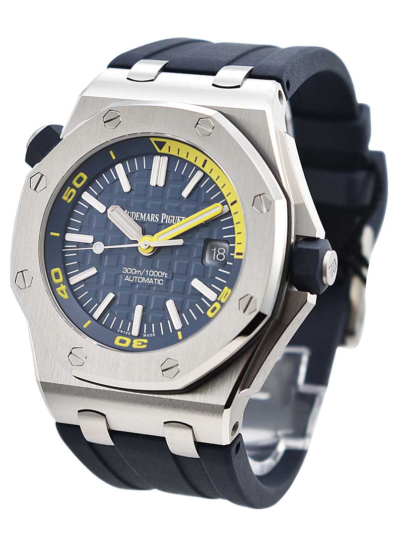 Audemars Piguet Royal Oak Offshore Diver Blue Dial Blue Rubber Strap Watch for Men - 15710ST.OO.A027CA.01