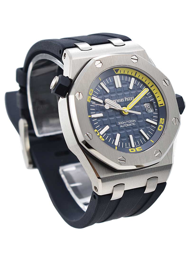 Audemars Piguet Royal Oak Offshore Diver Blue Dial Blue Rubber Strap Watch for Men - 15710ST.OO.A027CA.01