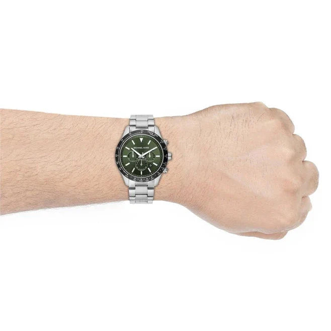 Michael Kors Layton Chronograph Green Dial Silver Steel Strap Watch For Men - MK8912 Buy Now By Michael Kors