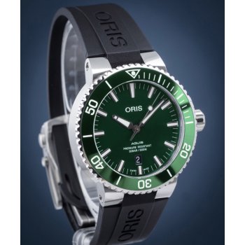 Oris Aquis Date Green Dial Black Rubber Strap Watch for Men - 0173377304157-0742464EB Buy Now By Oris