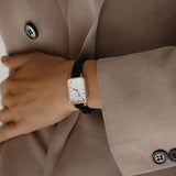 Shop Daniel Wellington Quadro White Dial Black Leather Strap Watch For Women - DW00100434 in USA