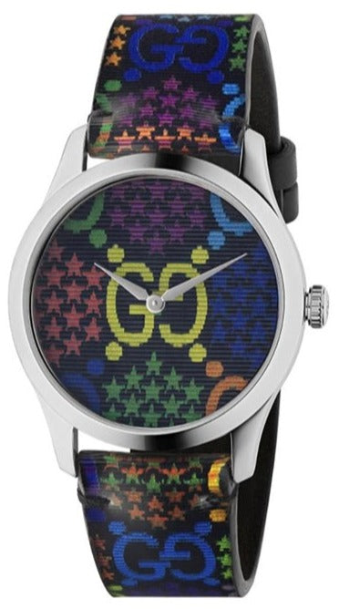 Shop Gucci G Timeless Quartz Black Dial Black Leather Strap Watch For Women - YA1264146 in USA
