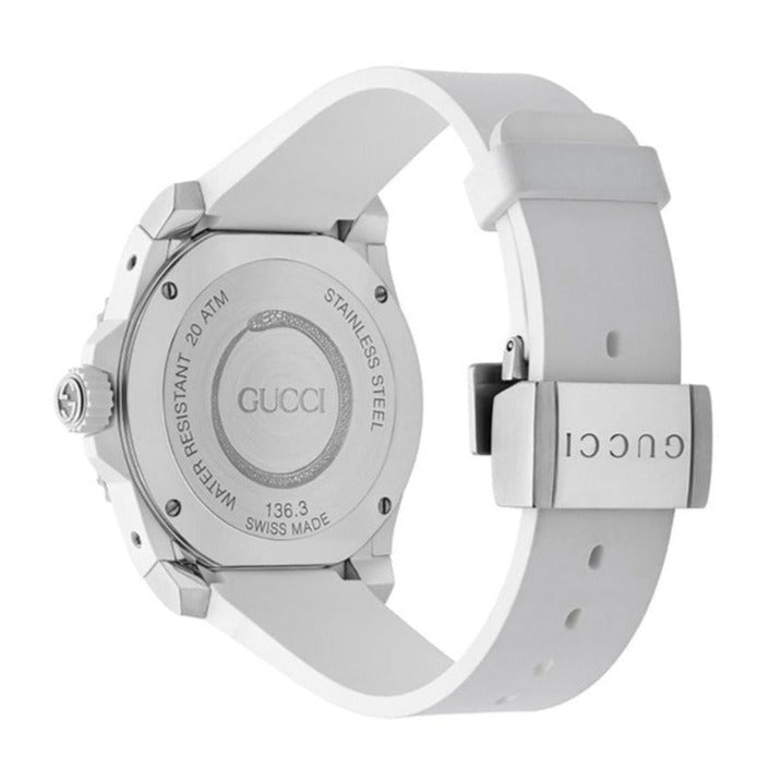 Shop Gucci Dive Quartz White Dial White Rubber Strap Watch For Men - YA136330 in USA