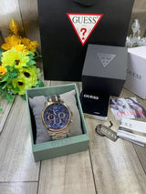Guess Horizon Chronograph Blue Dial Two Tone Steel Strap Watch For Men - W0379G7 Buy Now By Guess