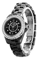 Chanel J12 Diamonds Ceramic Black Dial Black Steel Strap Watch for Women - J12 H2571