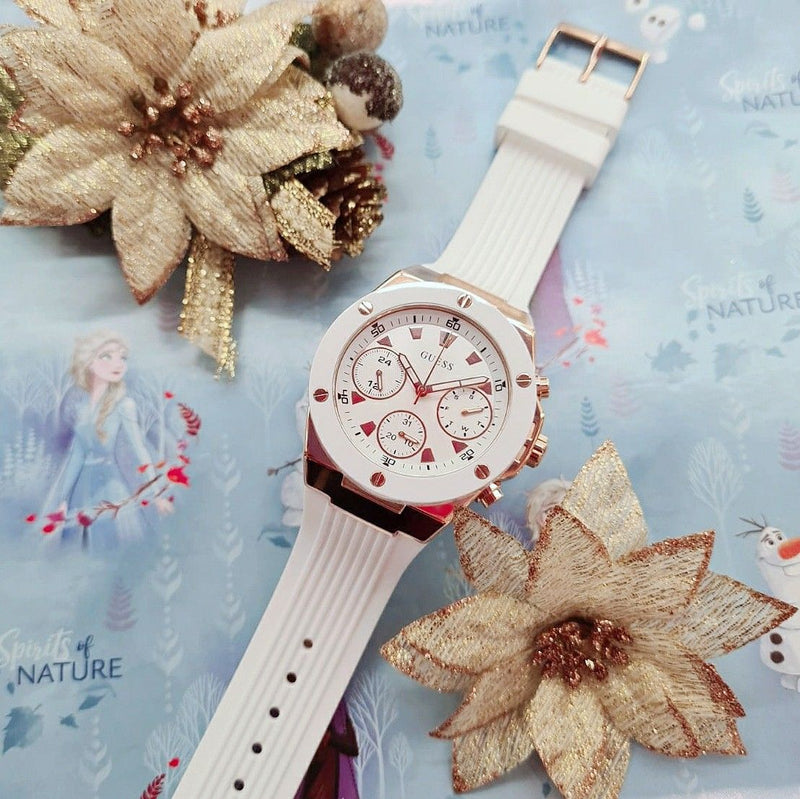 Guess Athena White Dial White Rubber Strap Watch For Women - GW0030L3 Buy Now By Guess