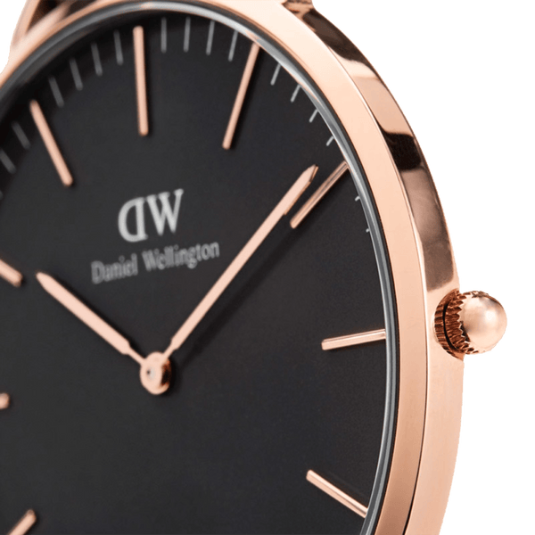 Daniel Wellington Classic York Black Dial Brown Leather Strap Watch For Men - DW00100128