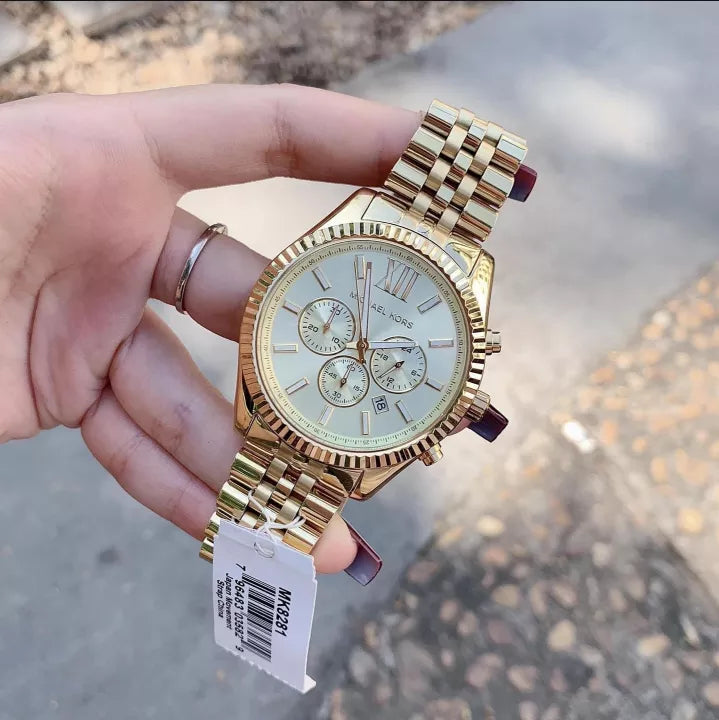 Michael Kors Lexington Gold Dial Gold Steel Strap Watch for Men - MK8281 Buy Now By Michael Kors