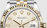 Shop Rolex Datejust 36 Diamonds Silver Dial Two Tone Oyster Steel Strap Watch for Women - M126233-0027 in USA