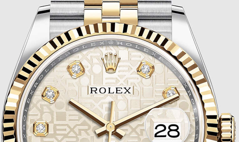 Shop Rolex Datejust 36 Diamonds Silver Dial Two Tone Oyster Steel Strap Watch for Women - M126233-0027 in USA