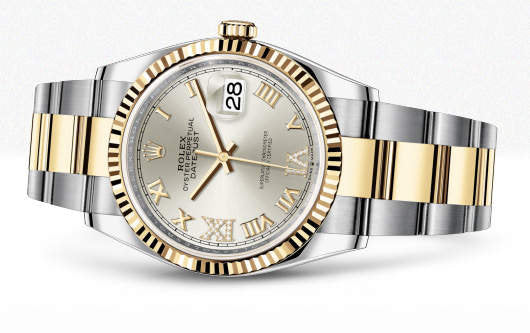Shop Rolex Datejust 36 Silver Dial Two Tone Steel Yellow Gold Strap Watch for Women - M126233-0032 in USA