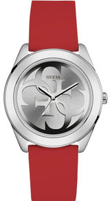 Guess G-Twist Silver Dial Red Rubber Strap Watch for Women - W0911L9 Buy Now By Guess