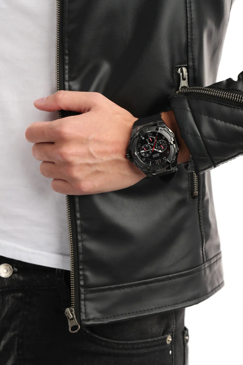 Guess Genesis Quartz Black Dial Black Silicone Strap Watch For Men - W1254G2 Buy Now By Guess