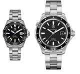 Shop Tag Heuer Aquaracer Caliber 5 Automatic Black Dial Silver Steel Strap Watch for Men - WAK2110.BA0830 in USA