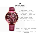 Shop Swarovski Octea Lux Chrono Red Dial Red Leather Strap Watch for Women - 5547642 in USA