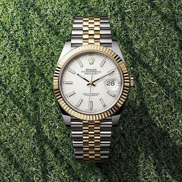 Rolex Datejust 41 Oyster White Dial Two Tone Oystersteel & Yellow Gold Jubilee Bracelet White Dial Watch for Men - M126333-0016