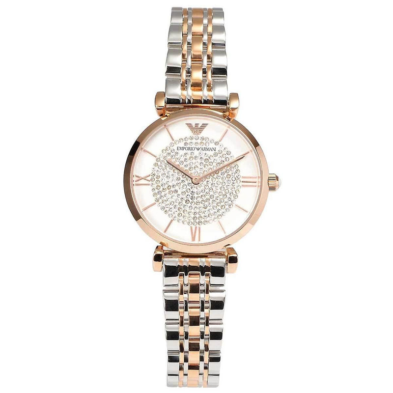 Emporio Armani Gianni T Bar White Dial Two Tone Steel Strap Watch For Women - AR1926 Buy Now By Emporio Armani