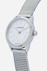 Calvin Klein Minimal White Dial Silver Mesh Bracelet Watch for Women - K3M23126 Buy Now By Calvin Klein