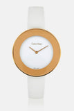 Calvin Klein Chic White Dial White Leather Strap Watch for Women - K7N236K2