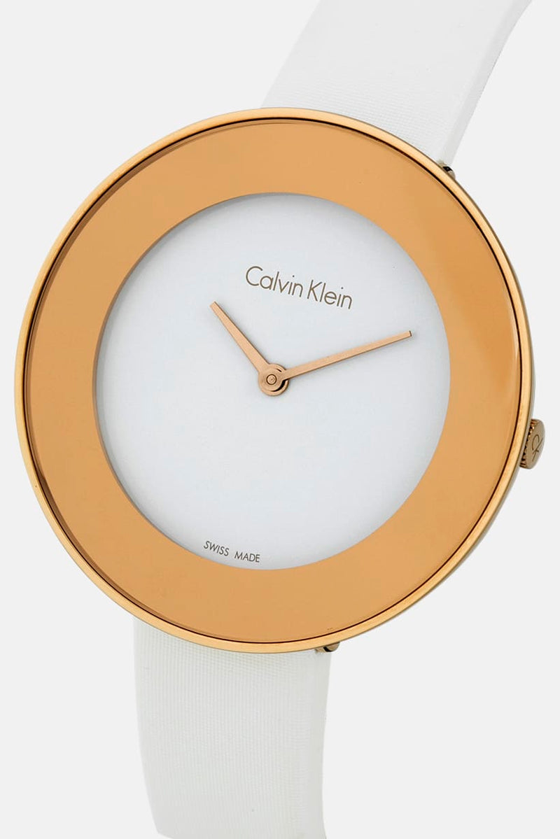 Calvin Klein Chic White Dial White Leather Strap Watch for Women - K7N236K2 Buy Now By Calvin Klein
