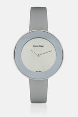 Calvin Klein Chic Silver Dial White Leather Strap Watch for Women - K7N23UP8