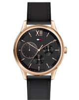 Shop Tommy Hilfiger Damon Quartz Black Dial Black Leather Strap Watch for Men - 1791419 in USA