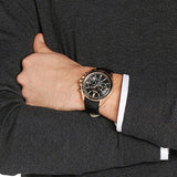 Hugo Boss Driver Chronograph Black Dial Black Leather Strap Watch for Men - 1513092